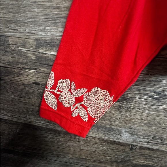 Folette Elegant Red and Gold Cropped Blazer Jacket with Ornate Embellishments - Picture 4 of 8